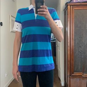 Theory striped T-shirt with collar